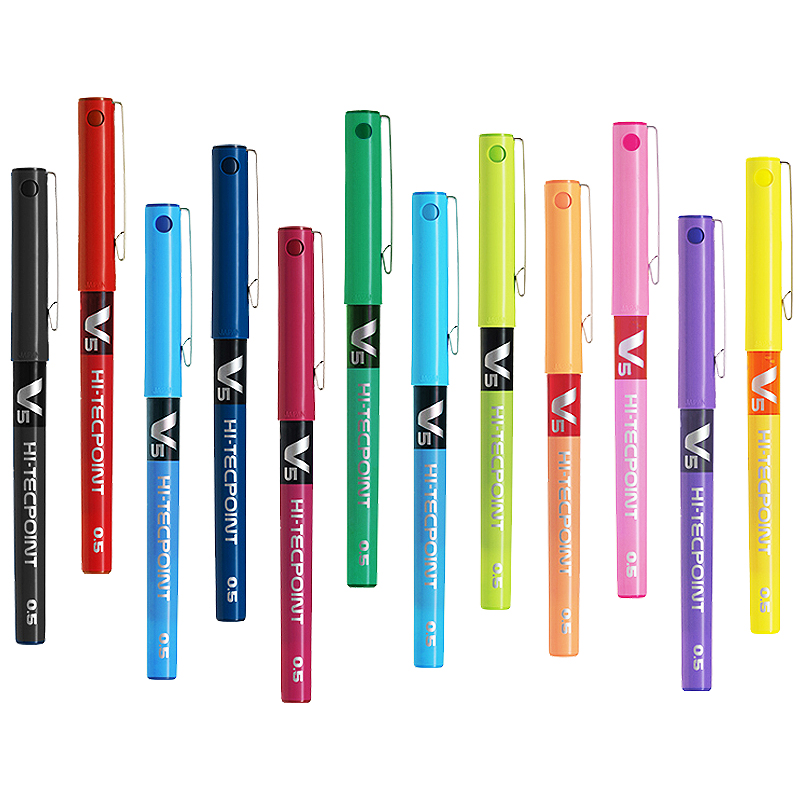 Pilot Pen V5 - นักบินญี่ปุ่น BX-V5 0.5 มม.V7 0.7 มม.ตรงปากกาขนาดใหญ่ความจุหมึกสีปากกาเจลน่ารักเครื่องเขียนอุปกรณ์โรงเรียน