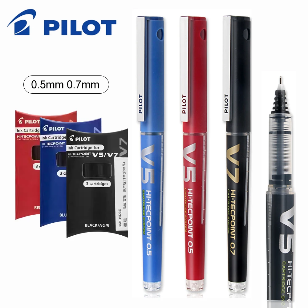 Pilot Pen V5 - นักบินญี่ปุ่น V5/V7 เจลปากกาของเหลวเปลี่ยนตลับหมึก 0.5/0.7 มม.สําหรับเขียนโรงเรียนเครื่องเขียนอุปกรณ์สํานักงาน